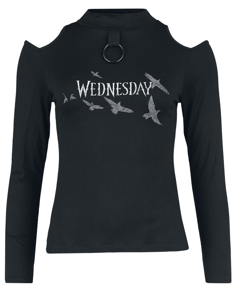 T-shirt manches longues Gothic de Wednesday - Little Tormenta - L à XL - pour Femme - noir - Wednesday