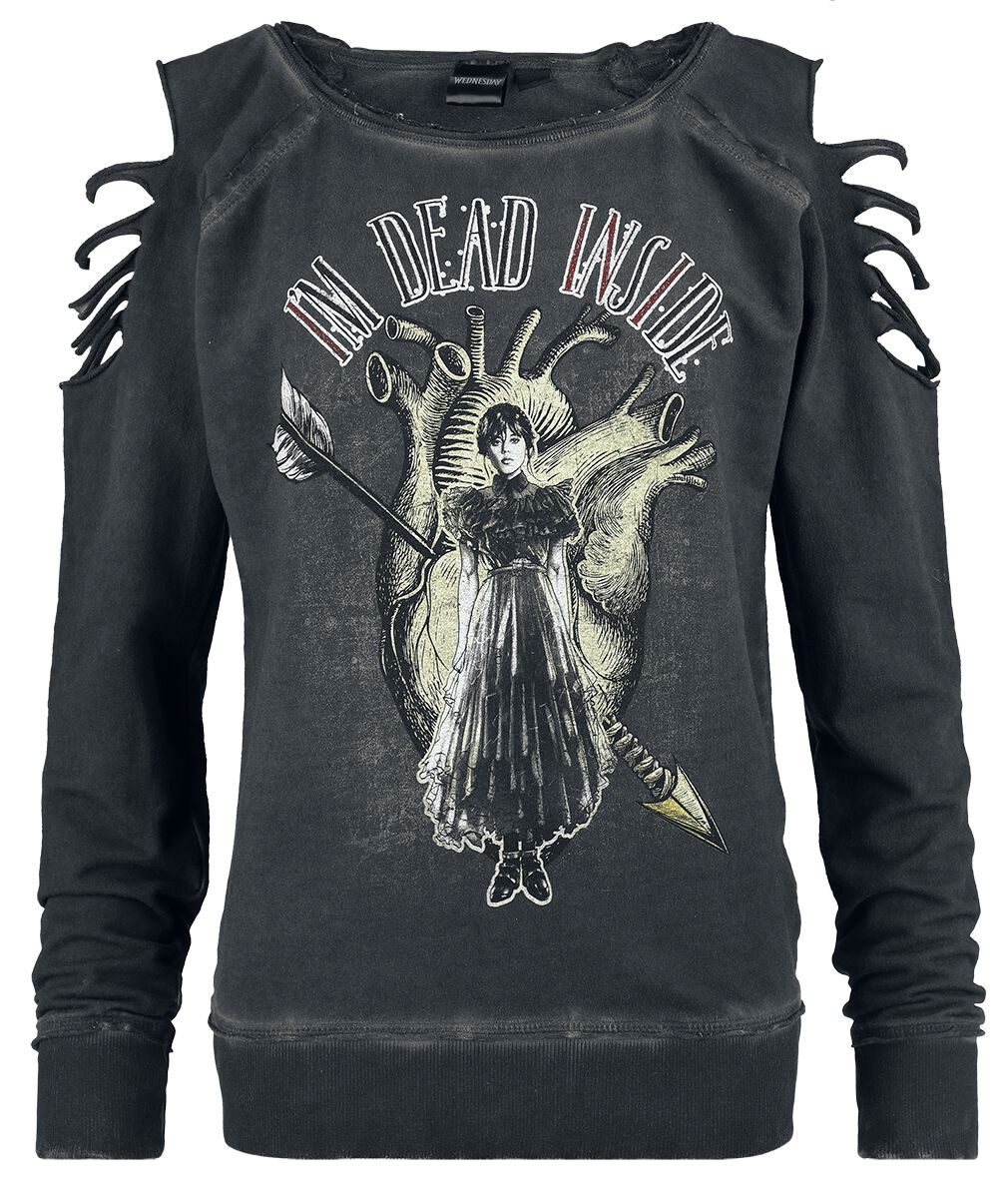 Sweat-shirt Gothic de Wednesday - I'm dead inside - L à XL - pour Femme - gris foncé - Wednesday