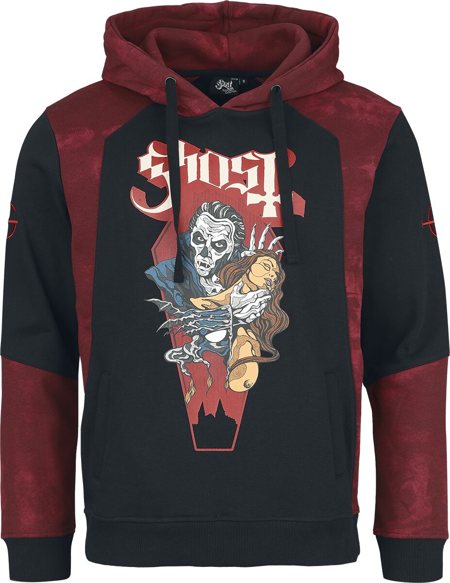 Sweat-shirt à capuche  de Ghost - Sweat Zippé Ghost - Collection Signature EMP - M à L - pour Homme - noir/rouge foncé - Ghost