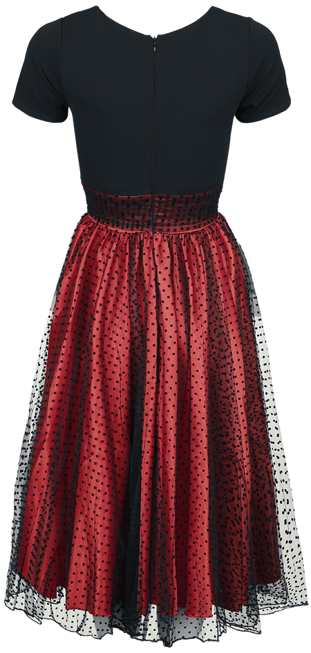 Robe mi-longue Rockabilly de Belsira - Retrokleid mit Punkten - S à M - pour Femme - noir/rouge - Belsira - View 2
