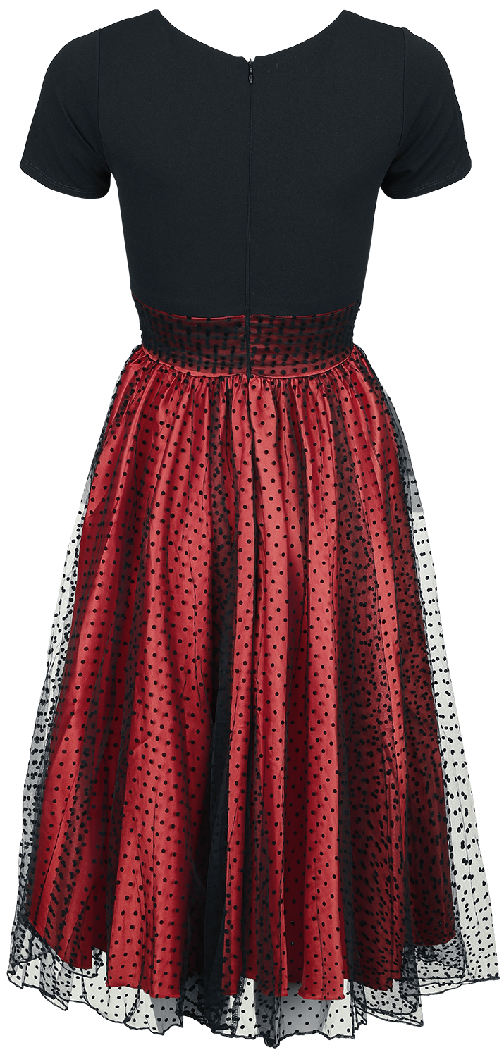 Robe mi-longue Rockabilly de Belsira - Retrokleid mit Punkten - S à M - pour Femme - noir/rouge - Belsira - View 2
