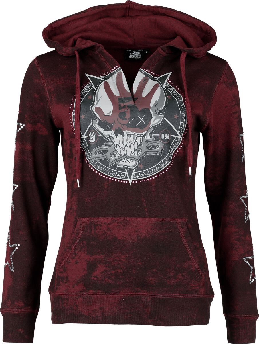 Sweat-shirt à capuche  de Five Finger Death Punch - EMP Signature Collection - S à M - pour Femme - rouge/noir - Five Finger Death Punch