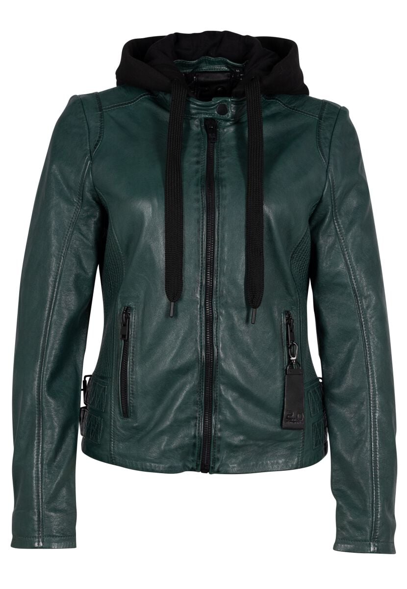 Veste en cuir  de Mauritius - G2wAlya - XS à M - pour Femme - vert foncé - Mauritius