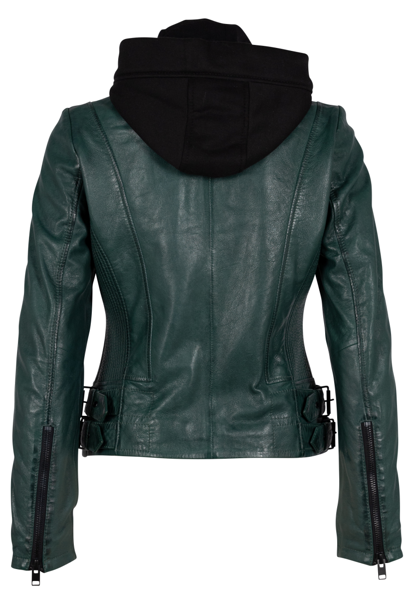 Veste en cuir  de Mauritius - G2wAlya - XS à M - pour Femme - vert foncé - Mauritius - View 2
