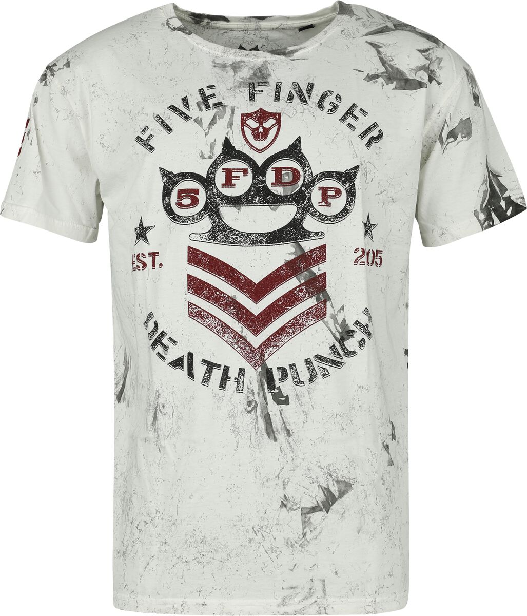 T-Shirt Manches courtes  de Five Finger Death Punch - Logo - S à 4XL - pour Homme - blanc/gris - Five Finger Death Punch