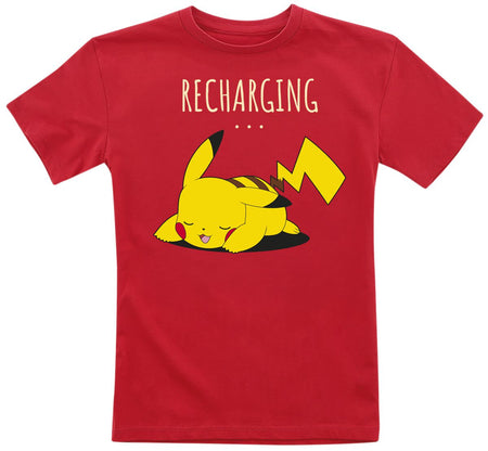 T-shirt Gaming de Pokémon - Kids - Pikachu - Recharging - 128 à 164 - pour Enfants - rouge - Pokémon