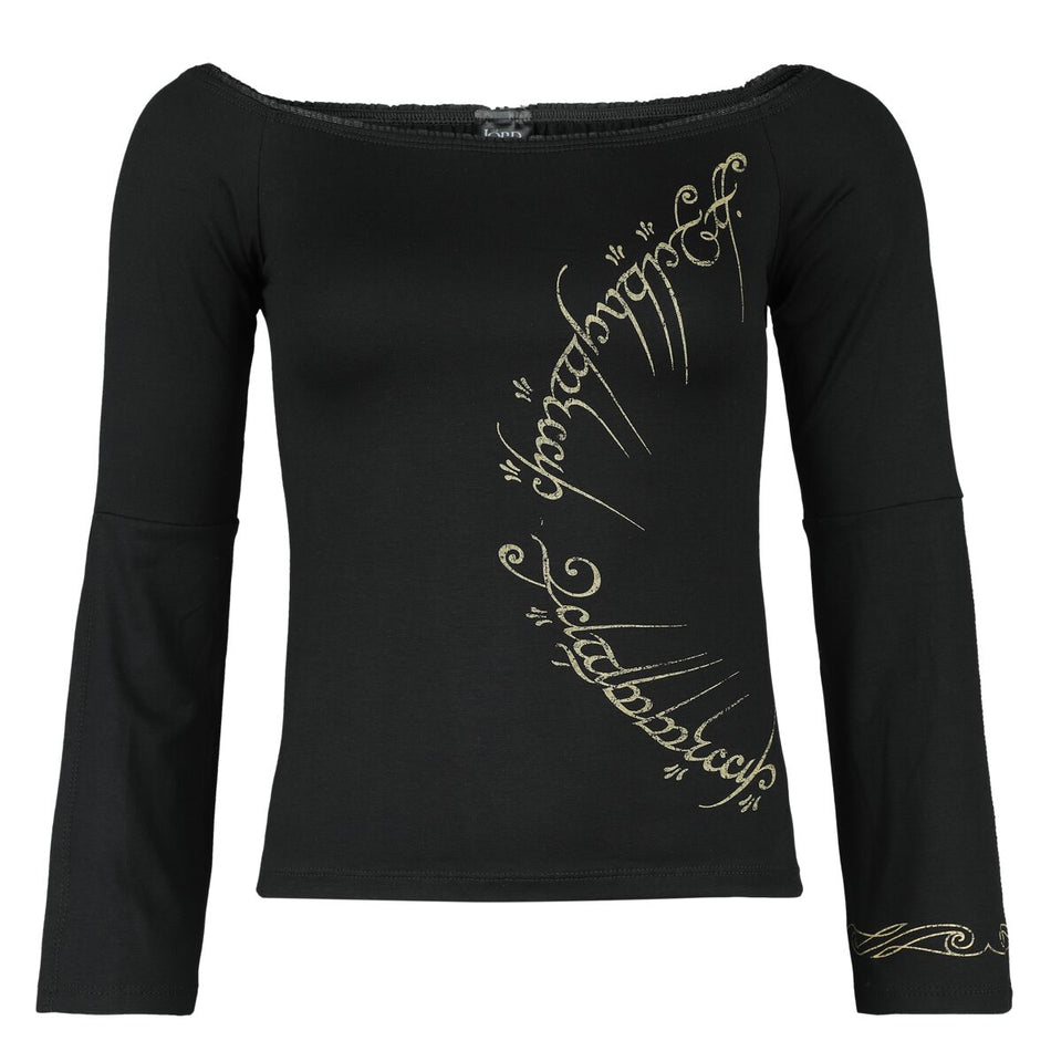 T-shirt manches longues  de Le Seigneur Des Anneaux - Ring Inscription - S à XXL - pour Femme - noir - Le Seigneur Des Anneaux