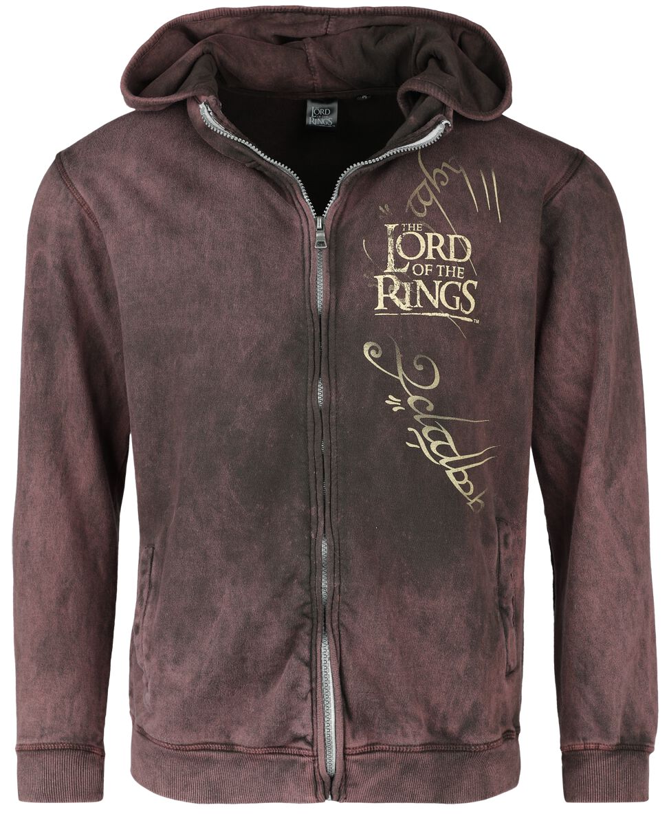 Sweat-shirt zippé à capuche  de Le Seigneur Des Anneaux - Mordor - S à L - pour Homme - bordeaux - Le Seigneur Des Anneaux