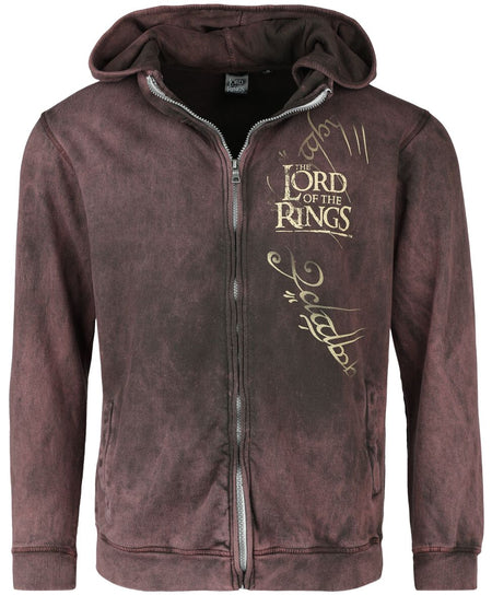 Sweat-shirt zippé à capuche  de Le Seigneur Des Anneaux - Mordor - S à L - pour Homme - bordeaux - Le Seigneur Des Anneaux