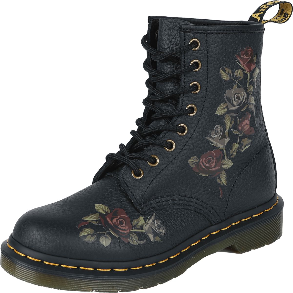 Bottes  de Dr. Martens - 1460 - Decayed Roses Classic Tumbled Nappa - EU36 à EU41 - pour Femme - noir - Dr. Martens