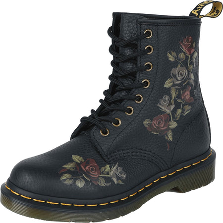 Bottes  de Dr. Martens - 1460 - Decayed Roses Classic Tumbled Nappa - EU36 à EU41 - pour Femme - noir - Dr. Martens