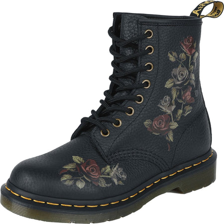 Bottes  de Dr. Martens - 1460 - Decayed Roses Classic Tumbled Nappa - EU36 à EU41 - pour Femme - noir - Dr. Martens