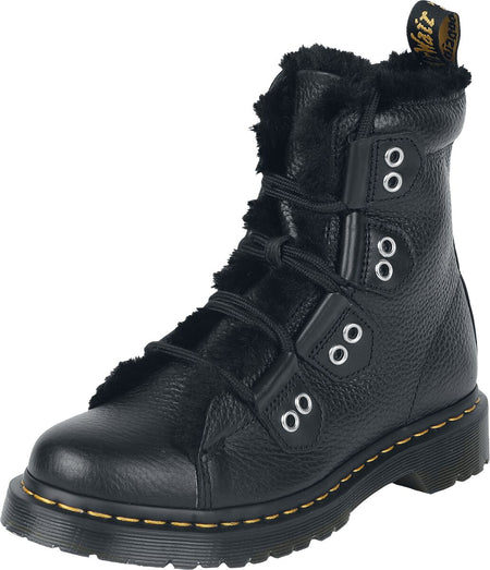 Bottes  de Dr. Martens - 1460 LTT FL - Black Milled Nappa & Black Wanama & Black Milo Fur (Dh-A012) - EU36 à EU41 - pour Femme - noir - Dr. Martens