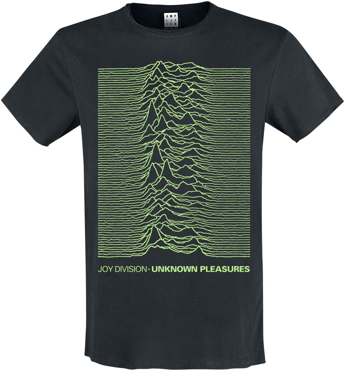 T-Shirt Manches courtes  de Joy Division - Amplified Collection - Unknown Pleasures Neon Green - XS à M - pour Homme - noir - Joy Division