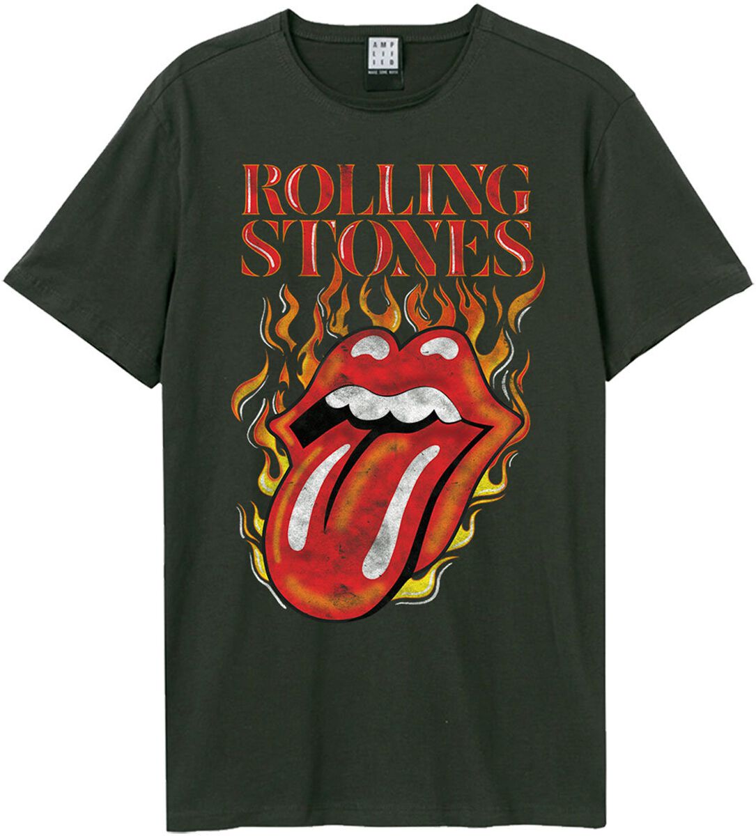 T-Shirt Manches courtes  de The Rolling Stones - Amplified Collection - Hot Tongue - XS à L - pour Homme - anthracite - The Rolling Stones