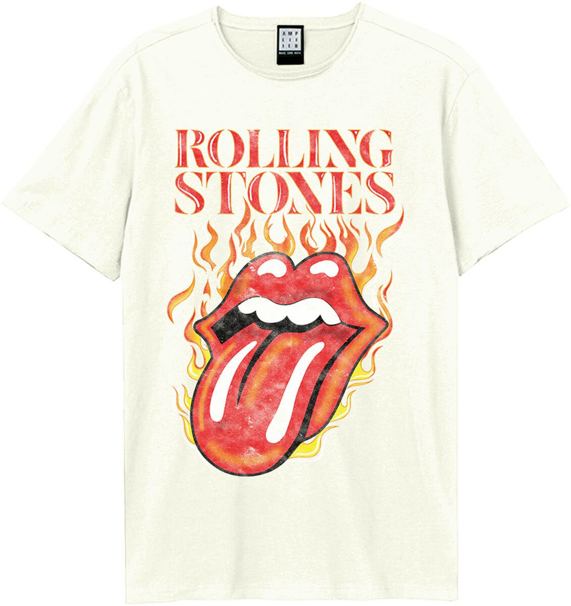 T-Shirt Manches courtes  de The Rolling Stones - Amplified Collection - Hot Tongue - XS à XXL - pour Homme - blanc cassé - The Rolling Stones