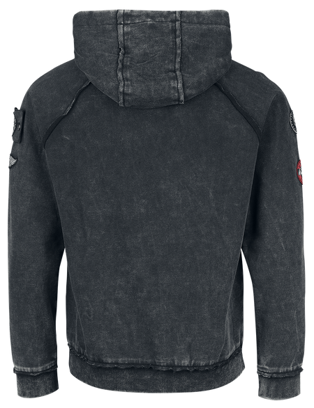 Sweat-shirt à capuche  de Rock Rebel by EMP - Sweat à Capuche Look Usé Impirmé à l'Avant - XL - pour Homme - gris foncé - Rock Rebel by EMP - View 2