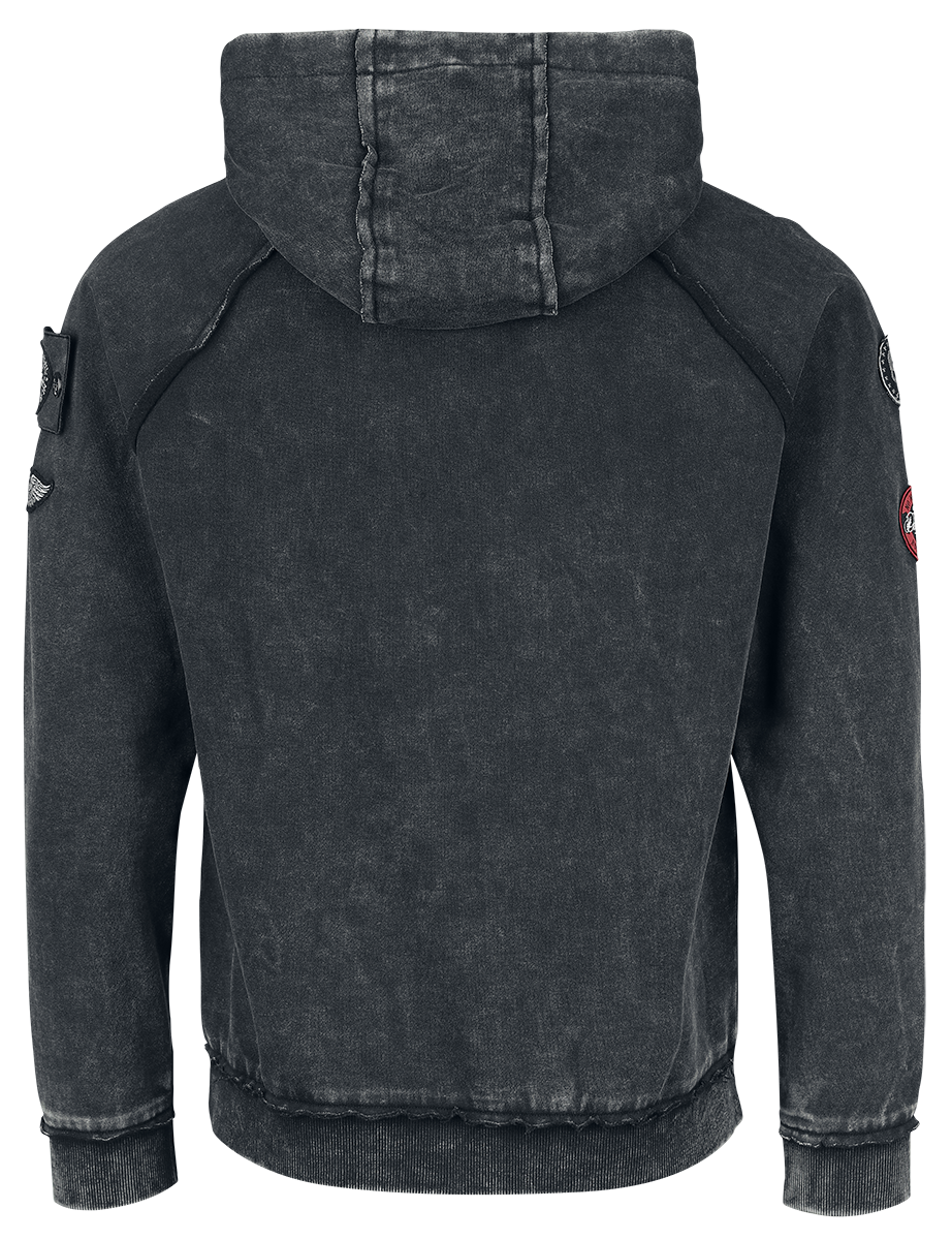 Sweat-shirt à capuche  de Rock Rebel by EMP - Sweat à Capuche Look Usé Impirmé à l'Avant - XL - pour Homme - gris foncé - Rock Rebel by EMP - View 2