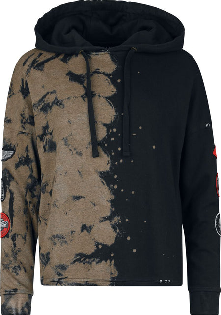 Sweat-shirt à capuche  de Rock Rebel by EMP - Sweat à Capuche Effet Délavé - S à XXL - pour Femme - noir - Rock Rebel by EMP