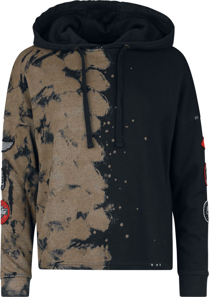 Sweat-shirt à capuche  de Rock Rebel by EMP - Sweat à Capuche Effet Délavé - S à XXL - pour Femme - noir - Rock Rebel by EMP