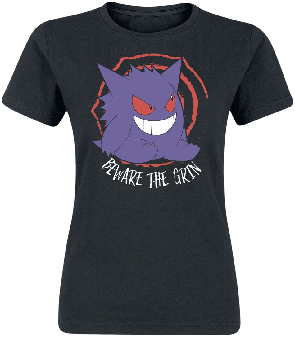 T-Shirt Manches courtes Gaming de Pokémon - Gengar - Beware The Grin - S à XXL - pour Femme - noir - Pokémon