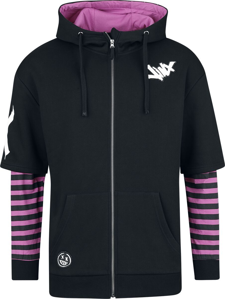 Sweat-shirt zippé à capuche Gaming de League of Legends - Arcane - Arcane - Jinx - S à XXL - pour Homme - noir/rose - League Of Legends