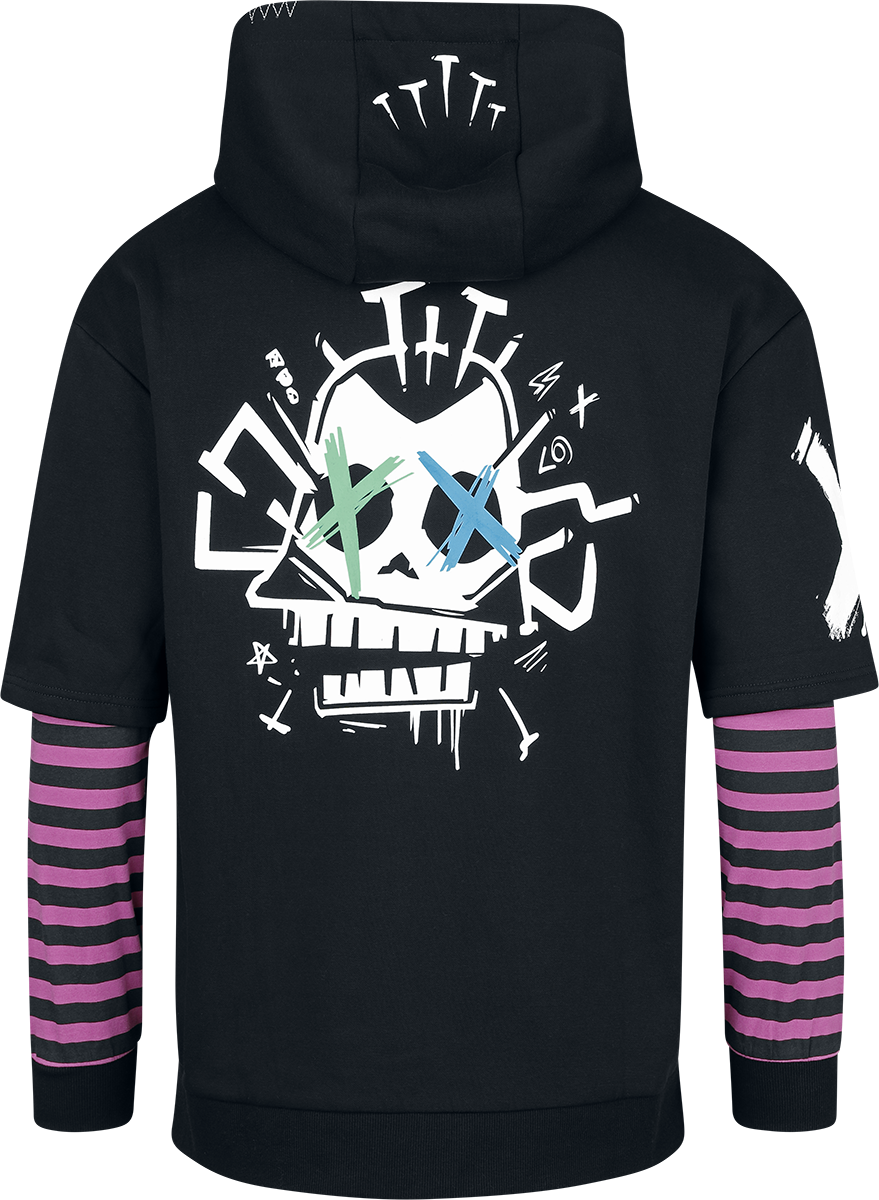 Sweat-shirt zippé à capuche Gaming de League of Legends - Arcane - Arcane - Jinx - S à XXL - pour Homme - noir/rose - League Of Legends - View 2