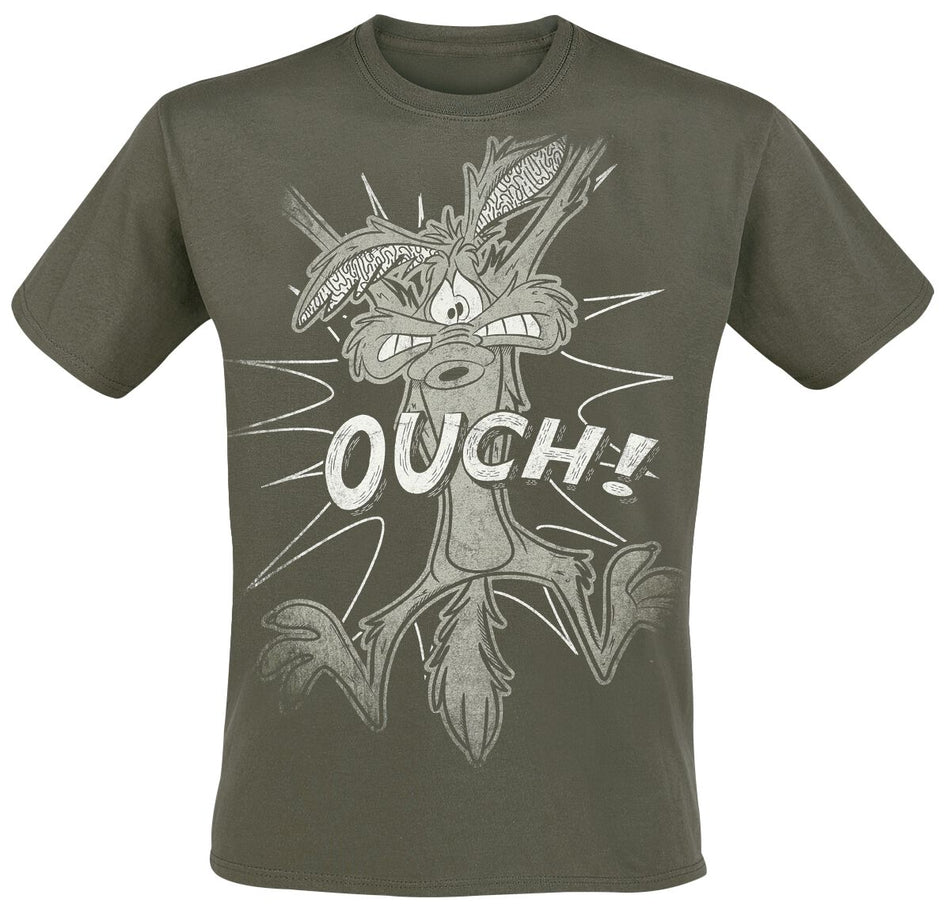 T-Shirt Manches courtes  de Looney Tunes - Coyote - Ouch - S à 3XL - pour Homme - olive - Looney Tunes