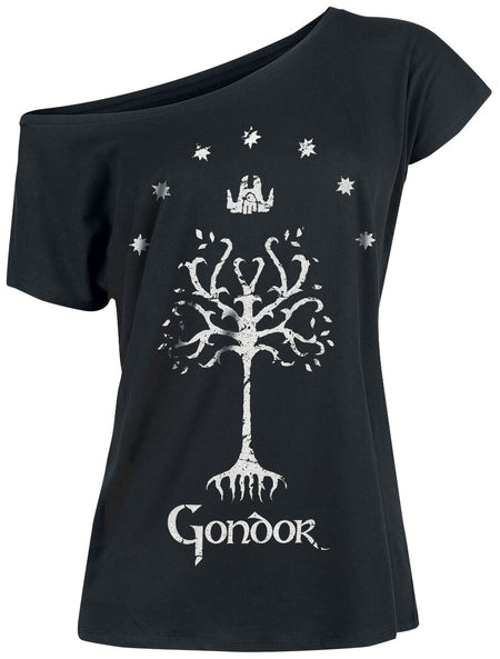 T-Shirt Manches courtes  de Le Seigneur Des Anneaux - Arbre Du Gondor - S à M - pour Femme - noir - Le Seigneur Des Anneaux