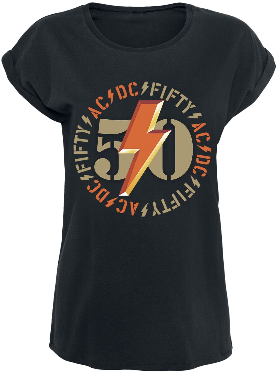 T-Shirt Manches courtes  de AC/DC - Fifty Bold Emblem - S à XXL - pour Femme - noir - AC/DC