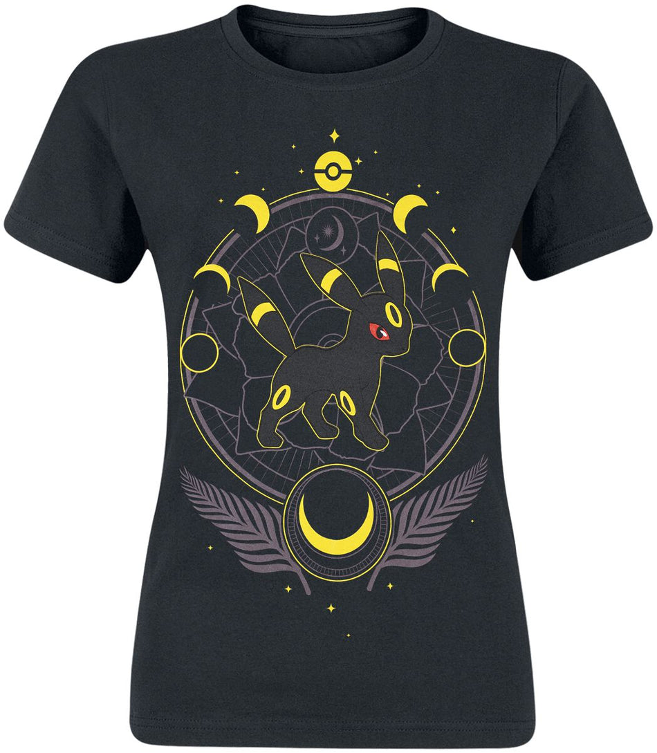 T-Shirt Manches courtes Gaming de Pokémon - Umbreon avec motif floral - S à XXL - pour Femme - noir - Pokémon