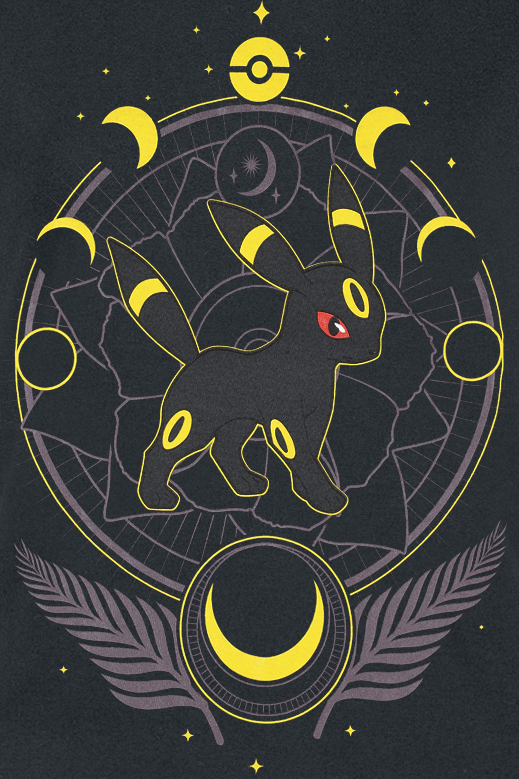 T-Shirt Manches courtes Gaming de Pokémon - Umbreon avec motif floral - S à XXL - pour Femme - noir - Pokémon - View 2