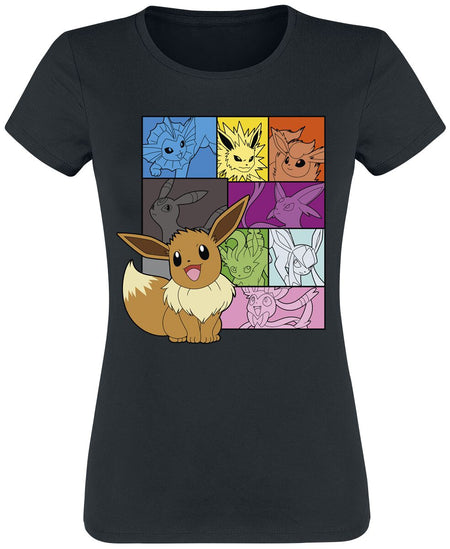 T-Shirt Manches courtes Gaming de Pokémon - Évoli - Évolitions - S à XXL - pour Femme - noir - Pokémon