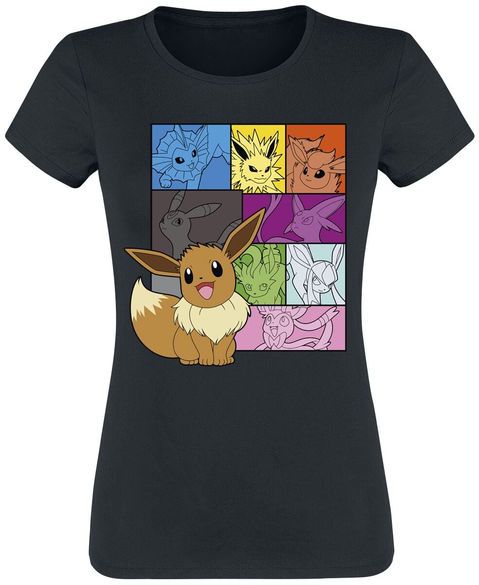 T-Shirt Manches courtes Gaming de Pokémon - Évoli - Évolitions - S à XXL - pour Femme - noir - Pokémon