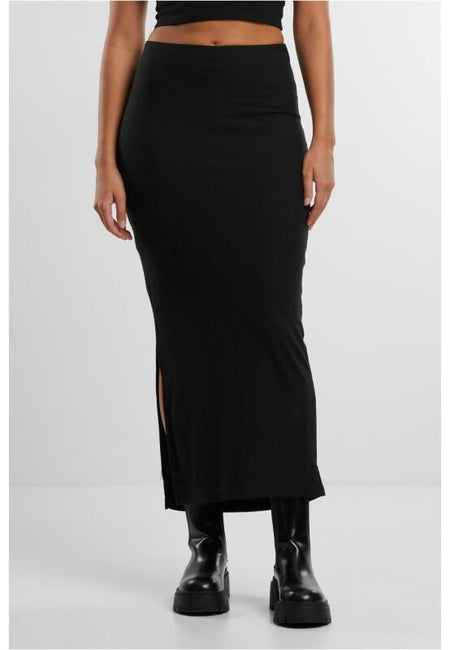 Jupe longue  de Urban Classics - Ladies Rib High Slit Skirt - XS à XL - pour Femme - noir - Urban Classics