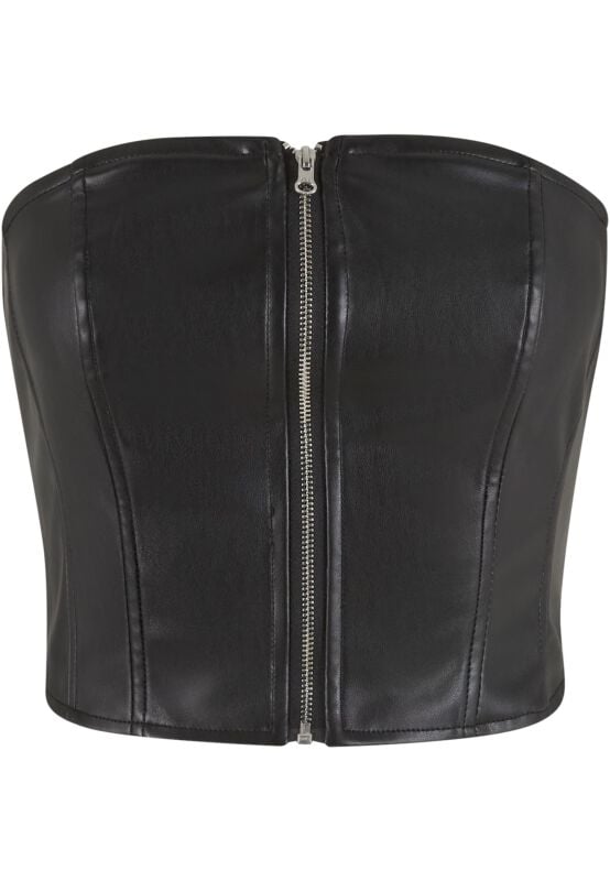 Top  de Urban Classics - Haut Bandeau Simili-Cuir - M à XL - pour Femme - noir - Urban Classics