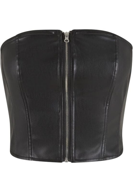 Top  de Urban Classics - Haut Bandeau Simili-Cuir - M à XL - pour Femme - noir - Urban Classics