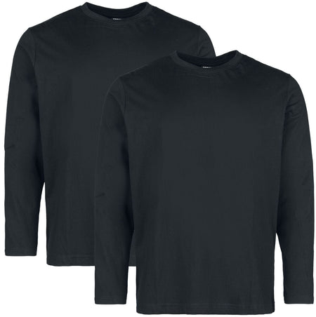 T-shirt manches longues  de Urban Classics - Hauts Manches Longues - Lot de 2 - S à 4XL - pour Homme - noir - Urban Classics
