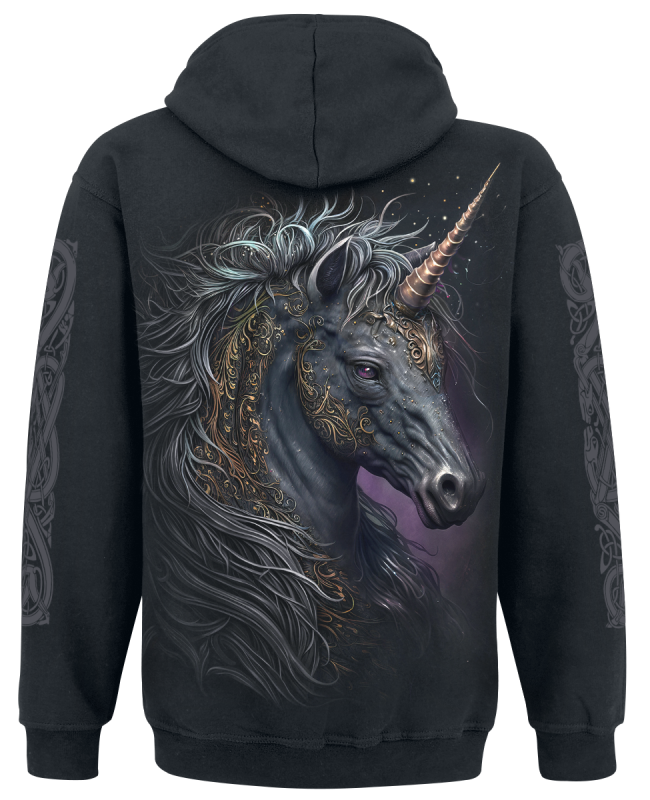 Sweat-shirt à capuche Unicorn de Spiral - Celtic Unicorn - S à XXL - pour Homme - noir - Spiral - View 2