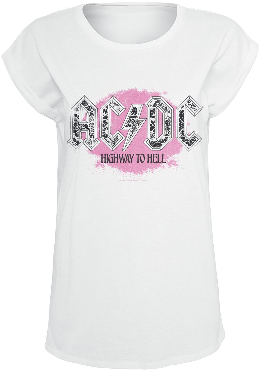 T-Shirt Manches courtes  de AC/DC - Highway To Hell Flowers - S à 3XL - pour Femme - blanc - AC/DC