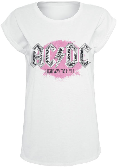 T-Shirt Manches courtes  de AC/DC - Highway To Hell Flowers - S à 3XL - pour Femme - blanc - AC/DC