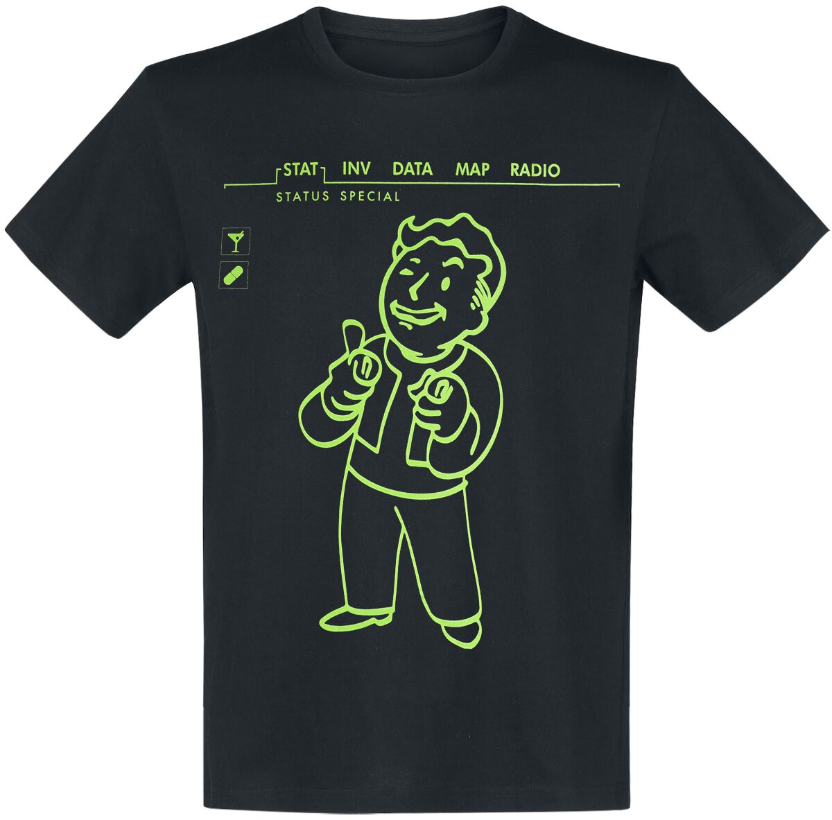 T-Shirt Manches courtes Gaming de Fallout - Charisma +10 - S à XXL - pour Homme - noir - Fallout