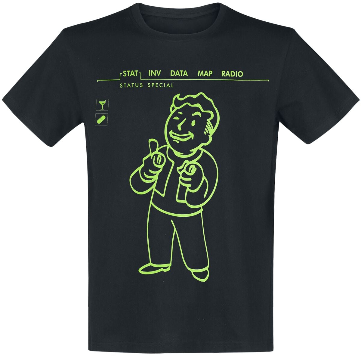 T-Shirt Manches courtes Gaming de Fallout - Charisma +10 - S à XL - pour Homme - noir - Fallout
