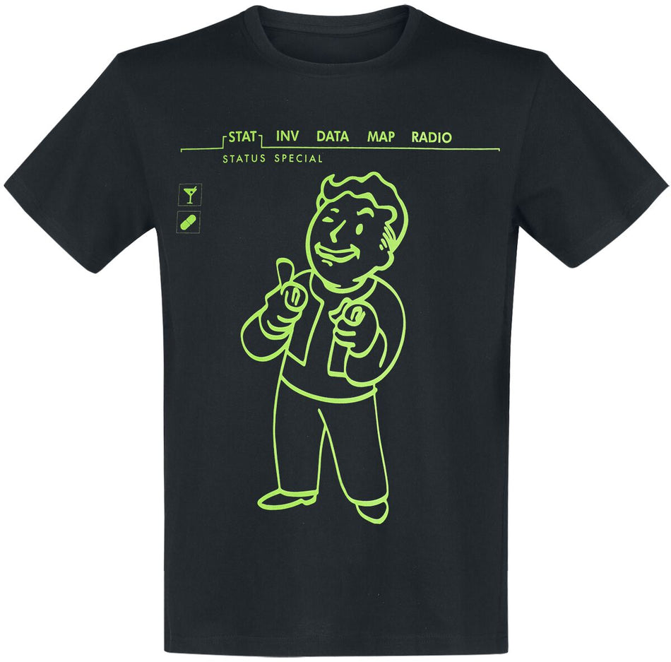 T-Shirt Manches courtes Gaming de Fallout - Charisma +10 - S à XXL - pour Homme - noir - Fallout