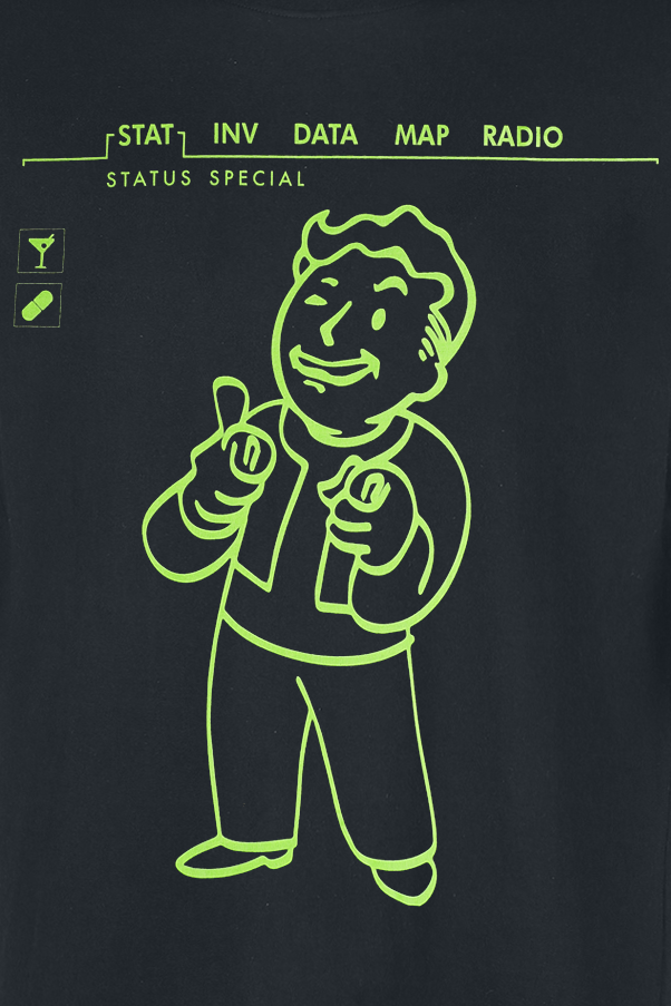 T-Shirt Manches courtes Gaming de Fallout - Charisma +10 - S à XL - pour Homme - noir - Fallout - View 2