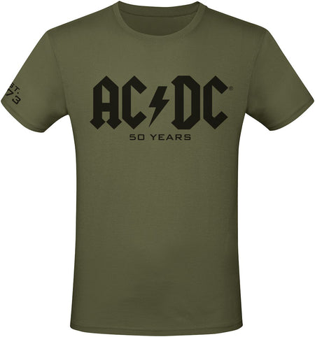 T-Shirt Manches courtes  de AC/DC - 50 Years Logo - S à 3XL - pour Homme - olive - AC/DC