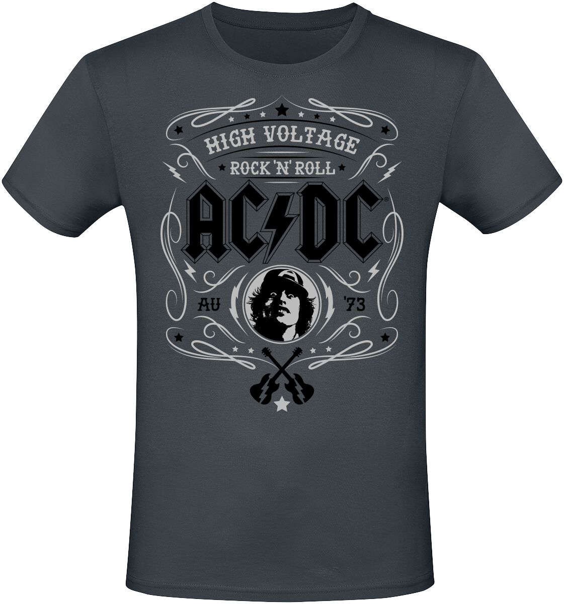 T-Shirt Manches courtes  de AC/DC - High Voltage - Rock 'N' Roll - S à 3XL - pour Homme - anthracite - AC/DC