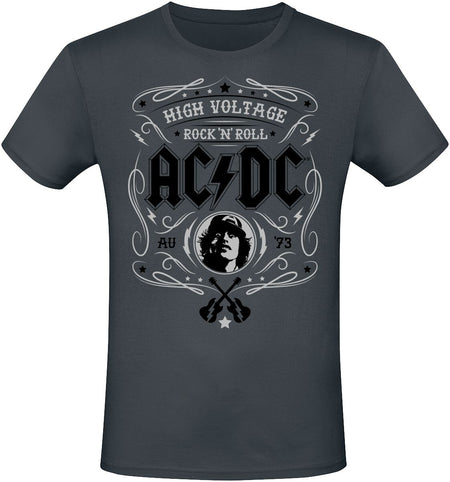 T-Shirt Manches courtes  de AC/DC - High Voltage - Rock 'N' Roll - S à 3XL - pour Homme - anthracite - AC/DC