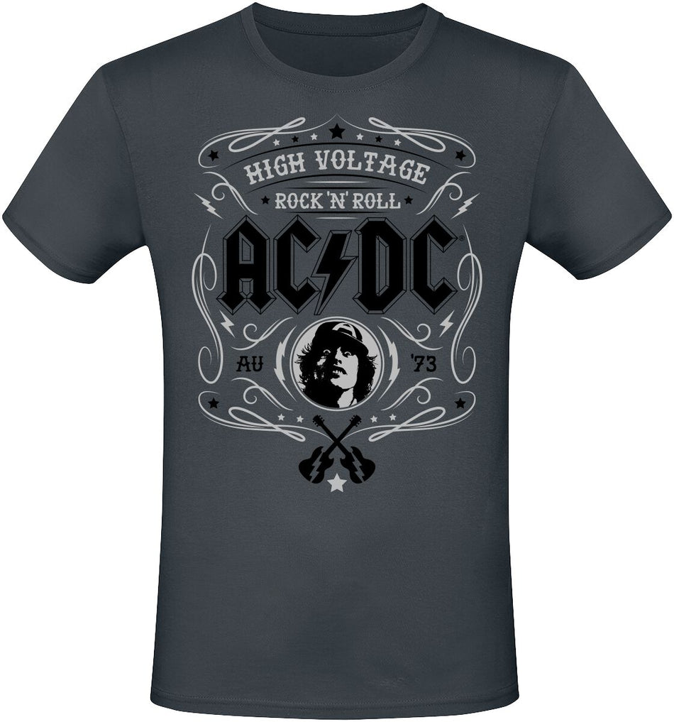 T-Shirt Manches courtes  de AC/DC - High Voltage - Rock 'N' Roll - S à 3XL - pour Homme - anthracite - AC/DC