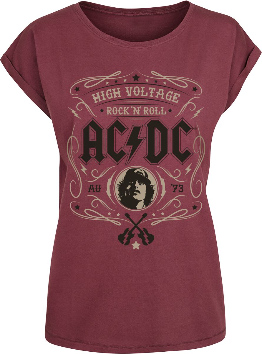 T-Shirt Manches courtes  de AC/DC - High Voltage - Rock 'N' Roll - S à XXL - pour Femme - bordeaux - AC/DC